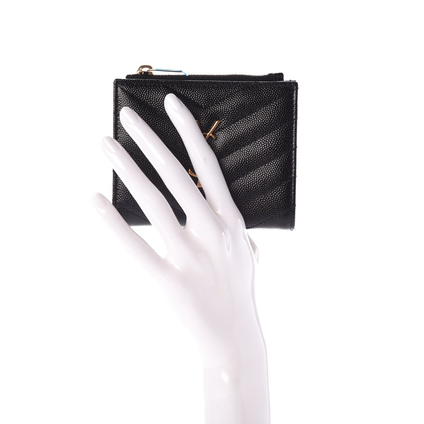 Grain De Poudre Matelasse Chevron Monogram Zipped Card Case Black