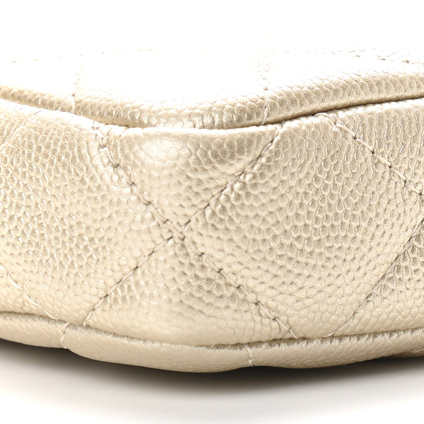 Metallic Caviar Quilted Small Clutch With Chain Gold