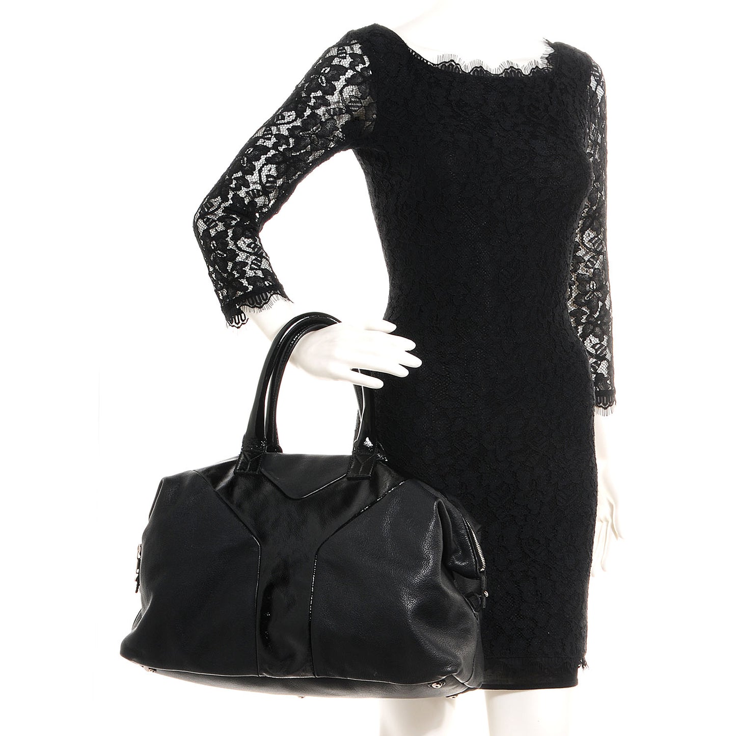 Calfskin Patent Medium Easy Sac Black