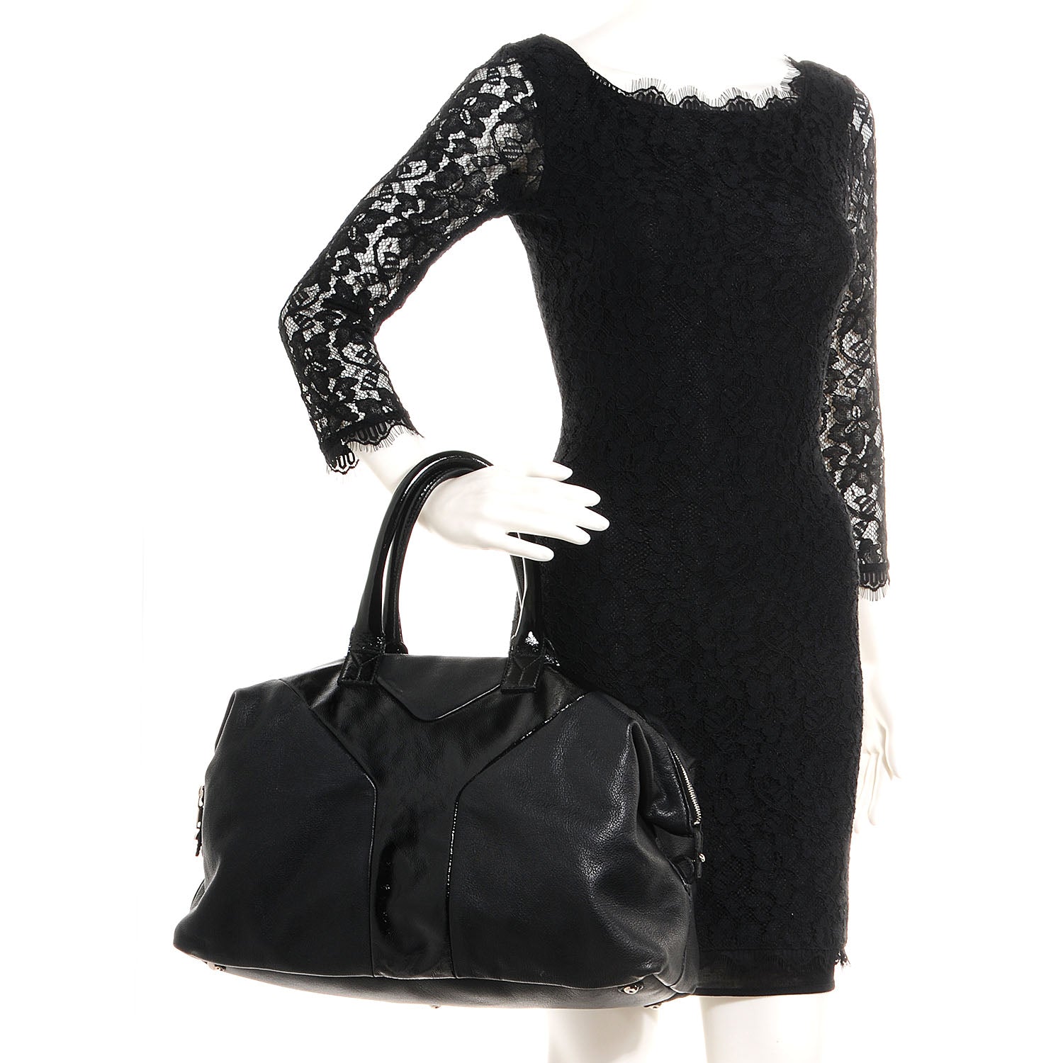 Saint Laurent Calfskin Patent Medium Easy Sac Black 2 of 9