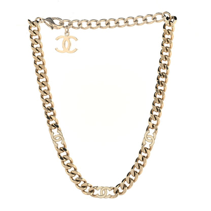 Chanel Metal Enamel Chain CC Choker Gold White 3 of 5