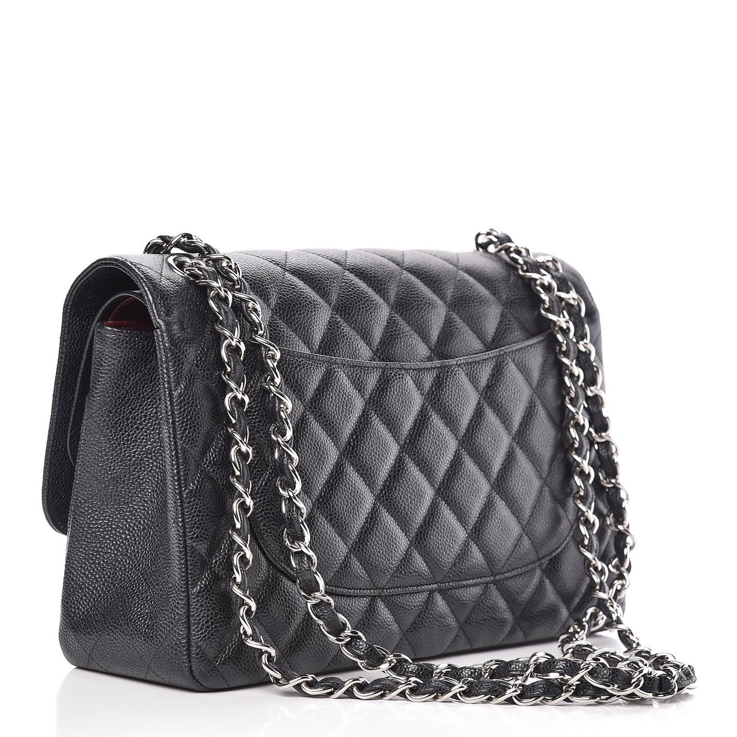 Caviar Quilted Jumbo Double Flap Black