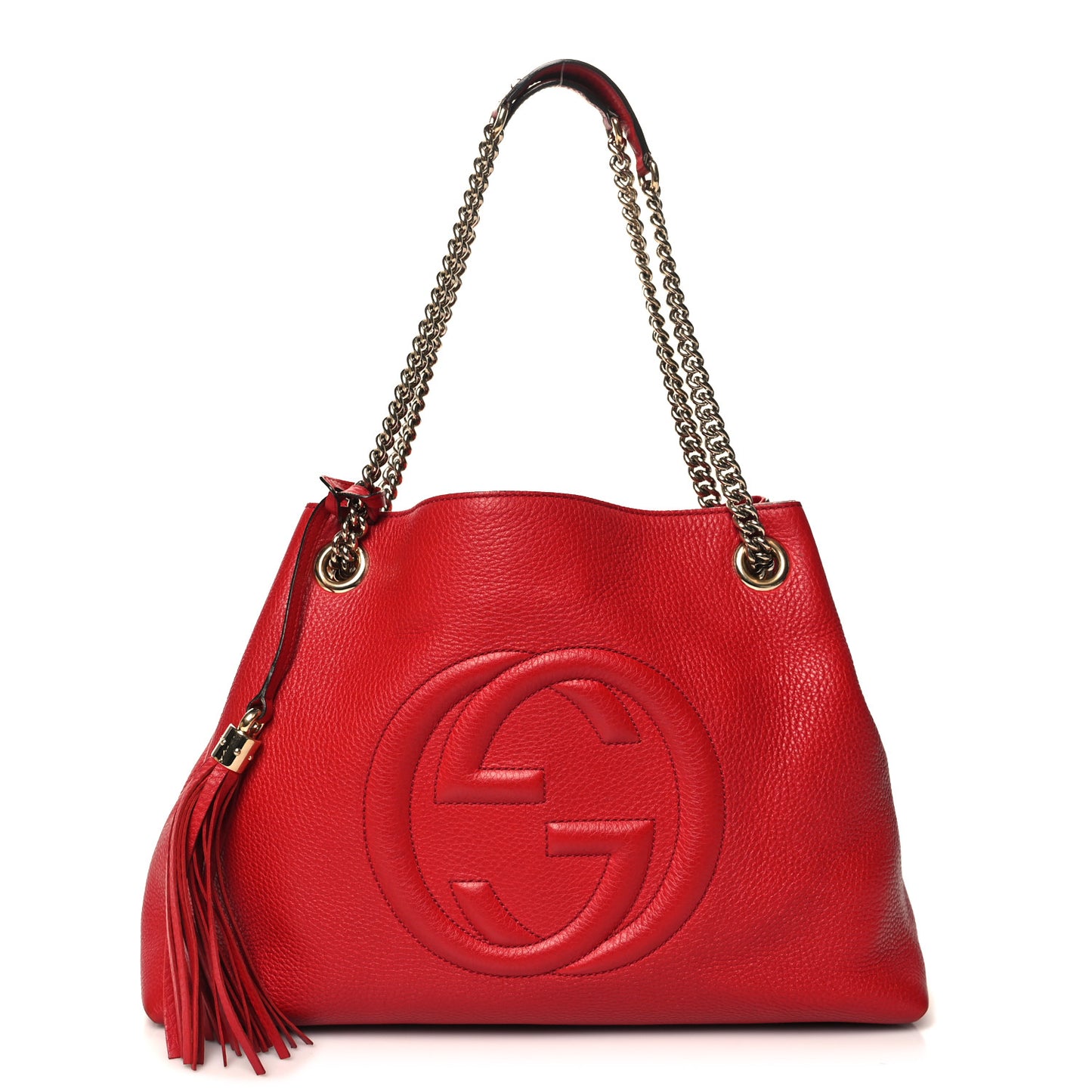 Pebbled Calfskin Medium Soho Chain Shoulder Bag Tabasco Red
