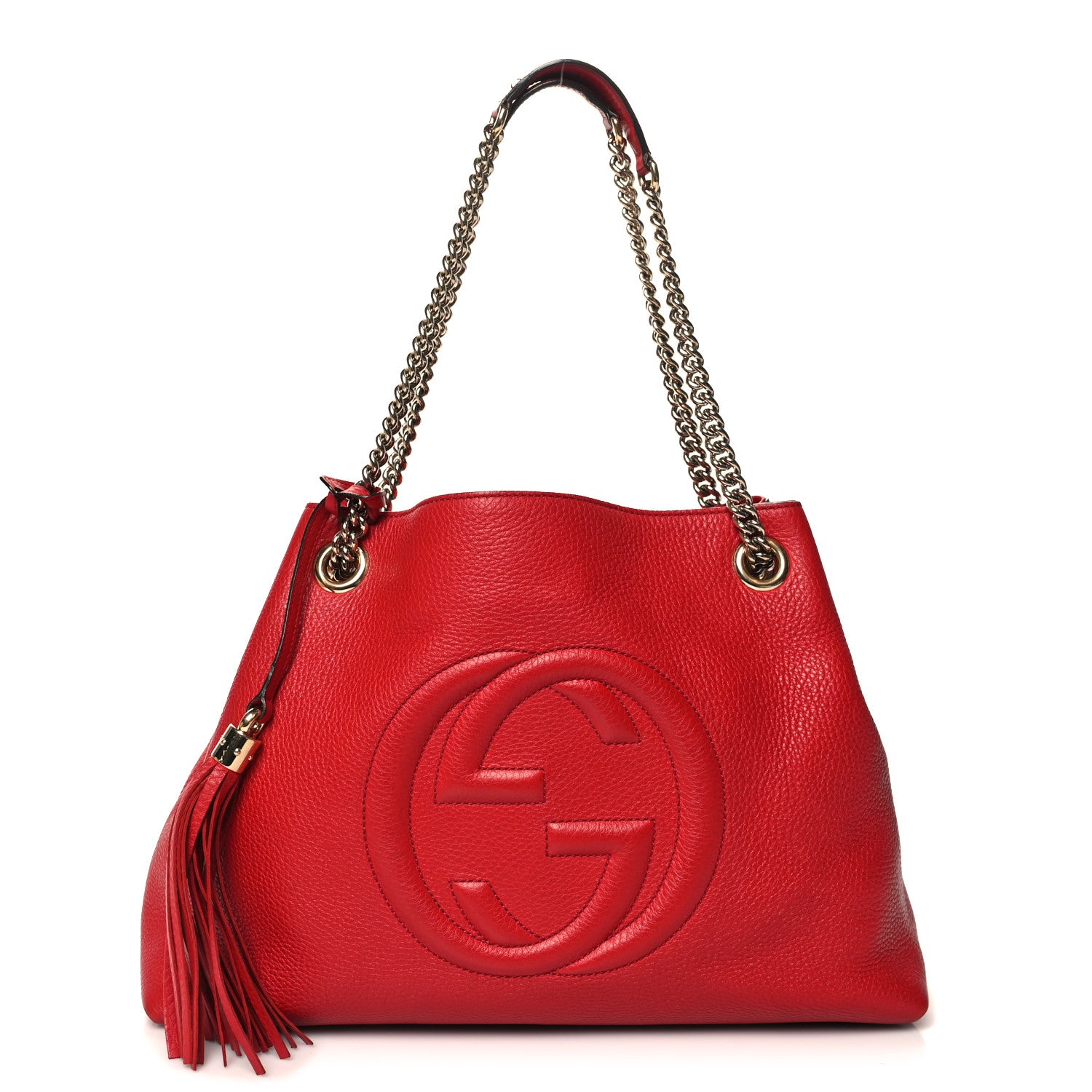 Gucci Pebbled Calfskin Medium Soho Chain Shoulder Bag Tabasco Red 1 of 12