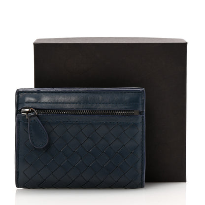 Bottega Veneta Nappa Intrecciato Bifold Zip Wallet Navy 10 of 10