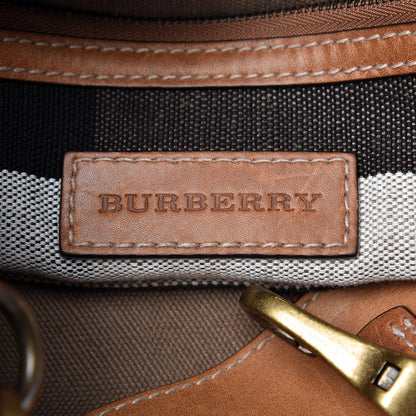 Burberry Canvas Mega Check Medium Ashby Hobo Saddle Brown 6 of 22