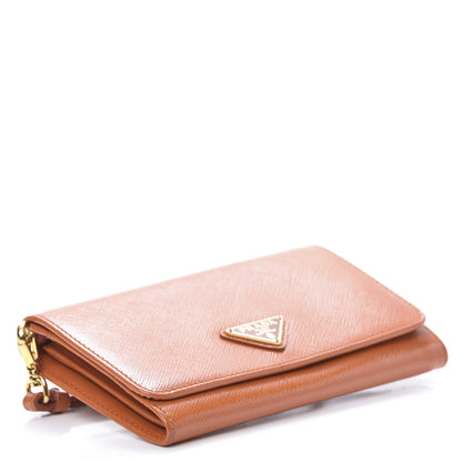 Prada Saffiano Metal Wristlet Wallet Orange 4 of 12