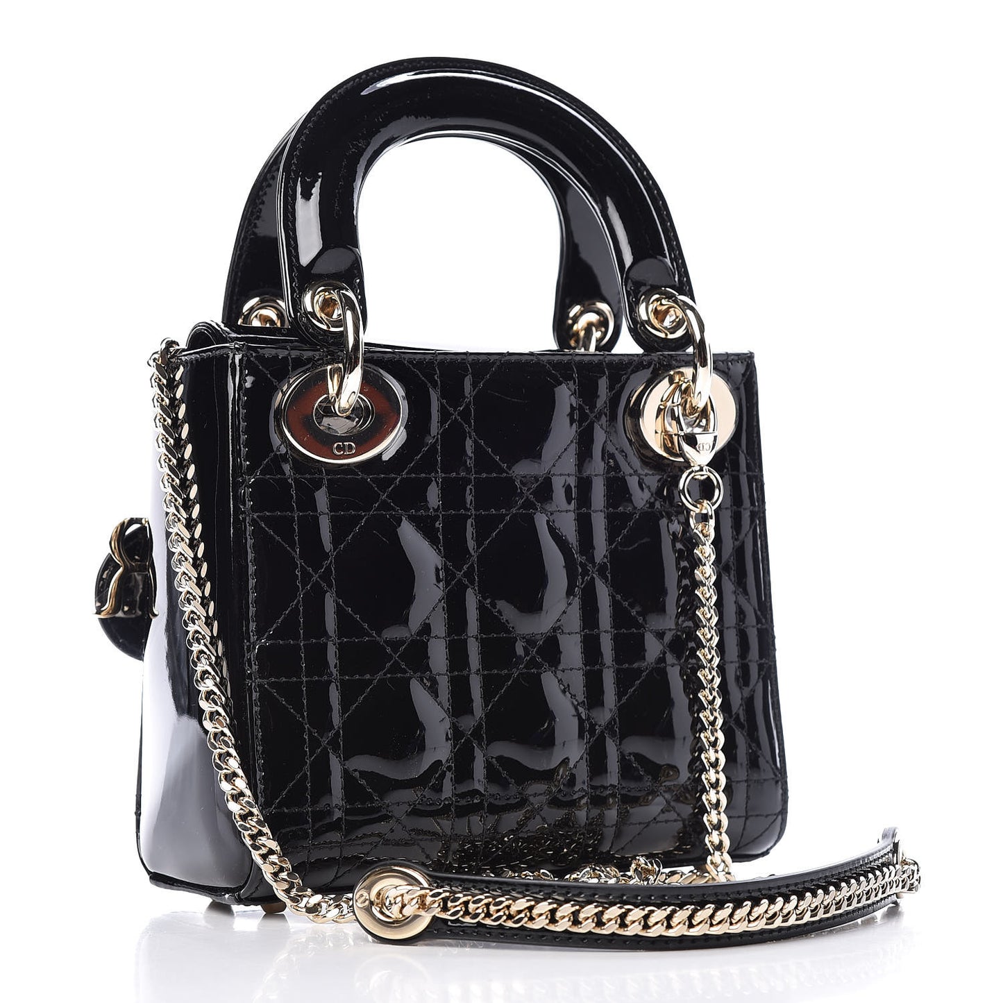 Patent Cannage Mini Lady Dior Black