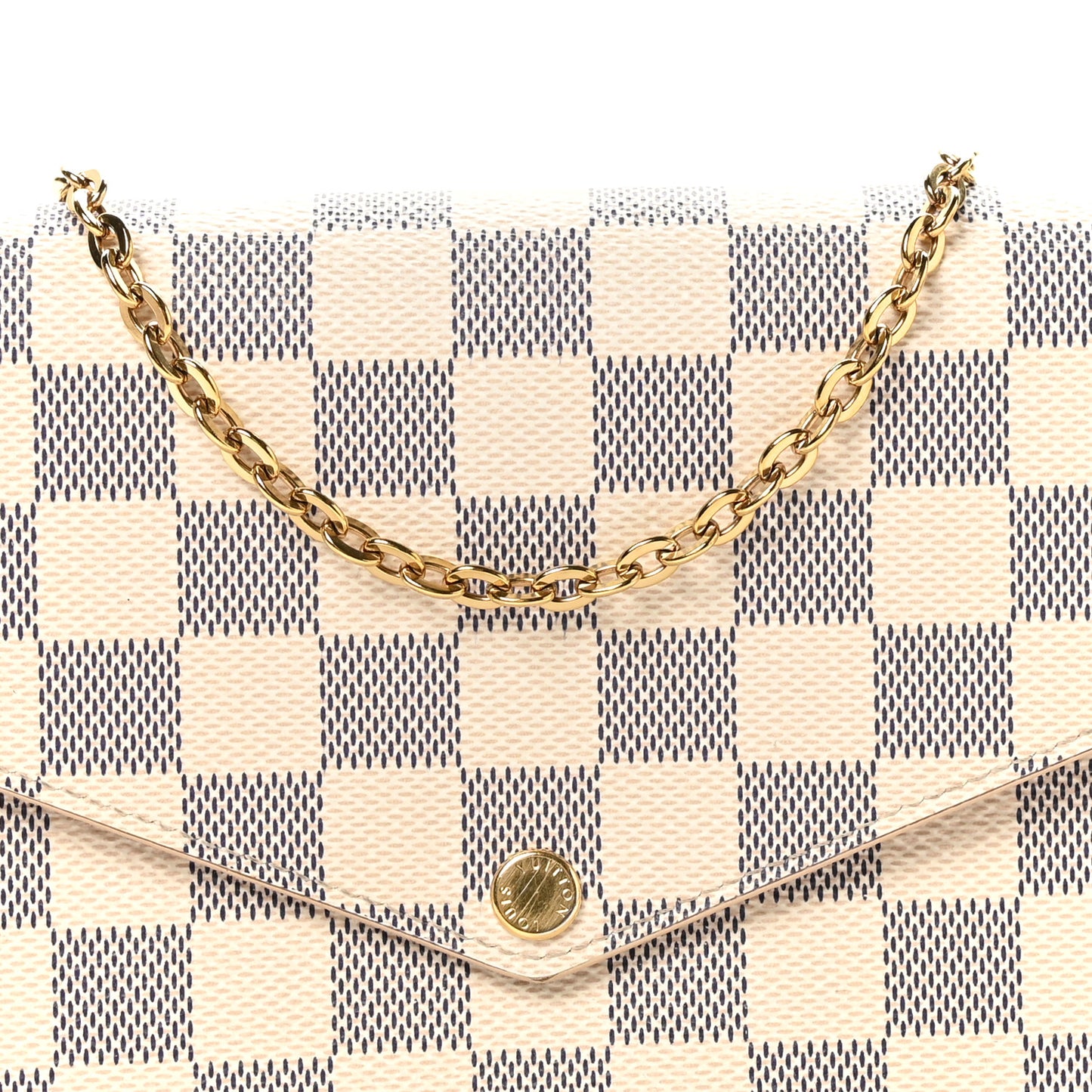 Damier Azur Pochette Felicie Chain Wallet Rose Ballerine