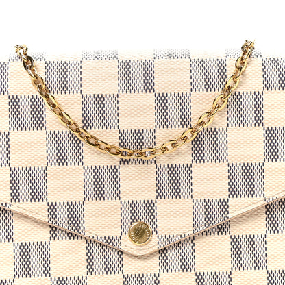 Louis Vuitton Damier Azur Pochette Felicie Chain Wallet Rose Ballerine 8 of 11