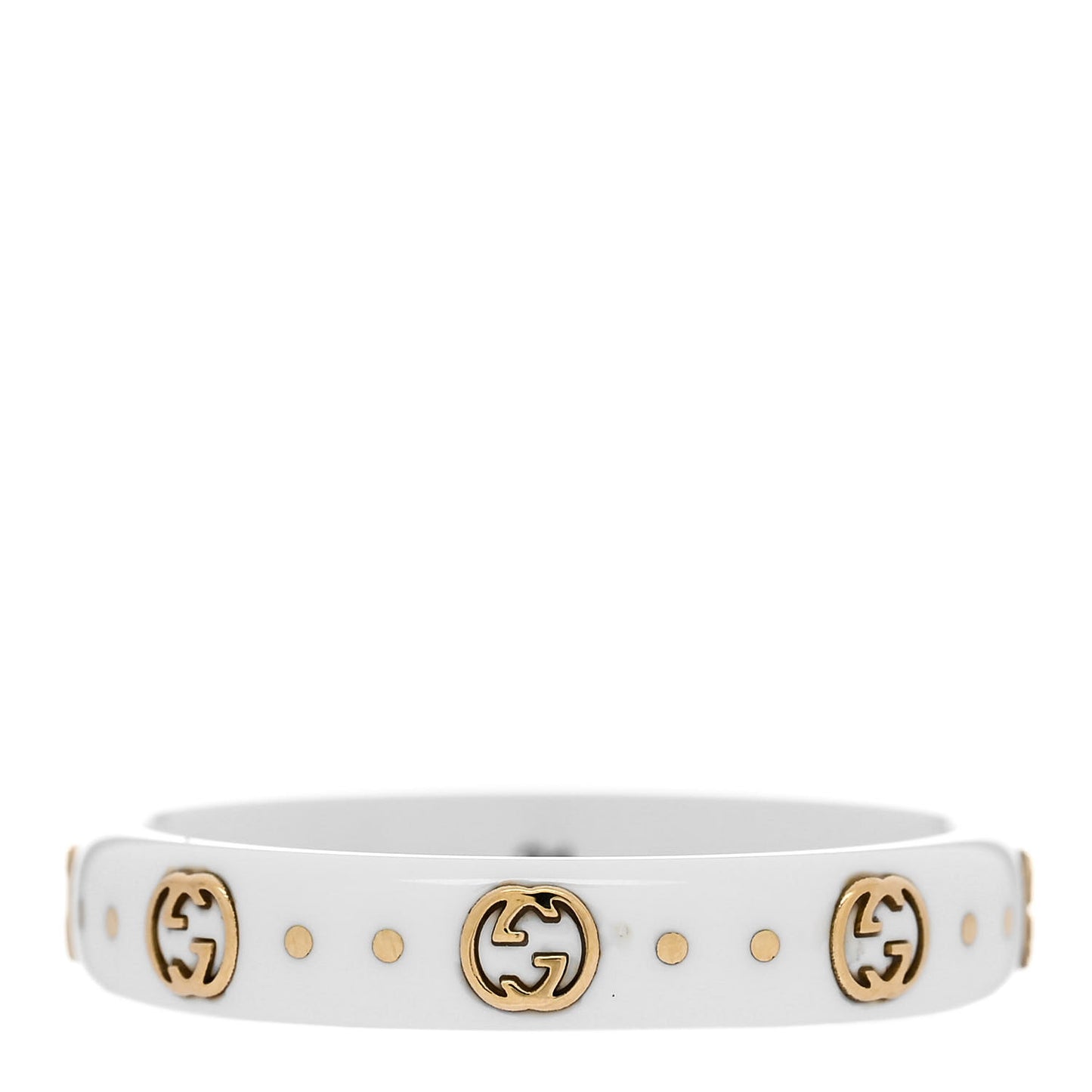 White Synthetic Corundum 18K Yellow Gold 4mm Interlocking G Icon Icon Ring 61 9.5