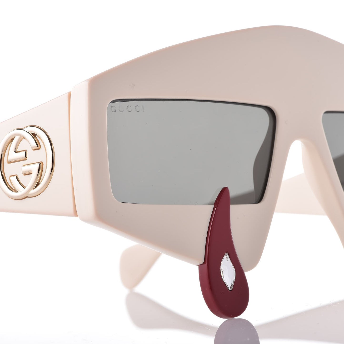 Acetate Crystal Hollywood Forever Tear Drop Sunglasses GG0359S Ivory