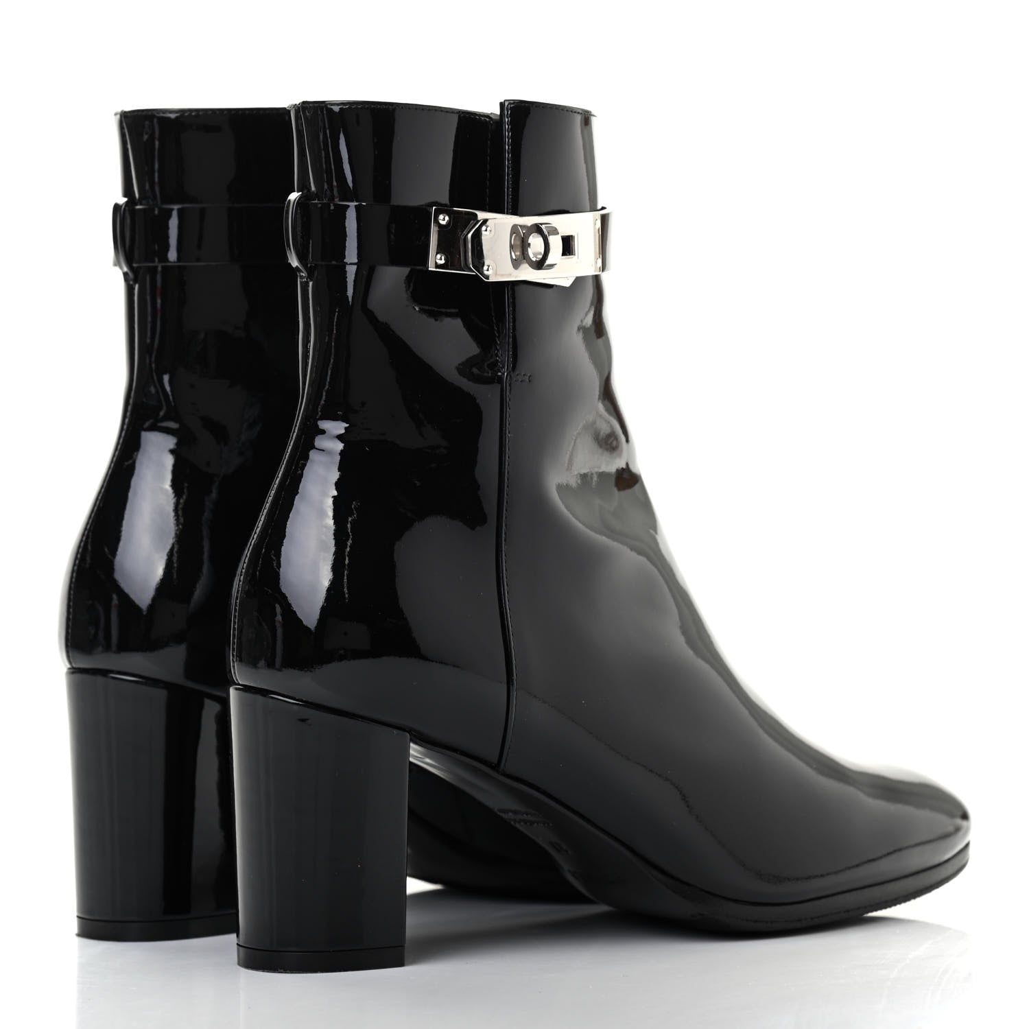Hermes Patent Saint Germain Ankle Boots 37 Black 4 of 8