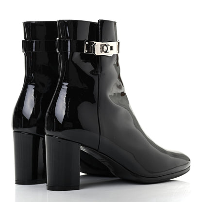 Hermes Patent Saint Germain Ankle Boots 37 Black 4 of 8