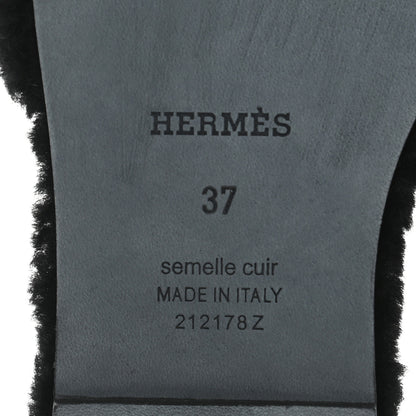 Hermes Woolskin Oran Sandals 37 Black 7 of 7