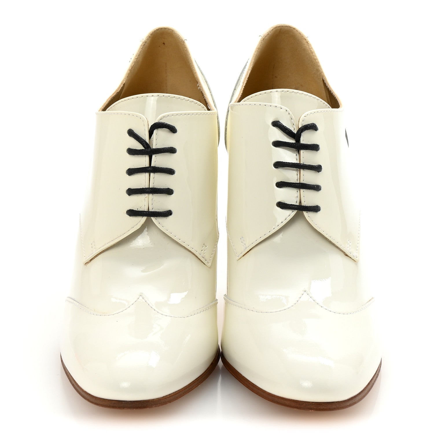 Chanel Patent CC Lace Up Ankle Boots 36 White 3 of 9