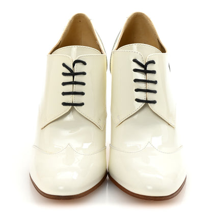 Chanel Patent CC Lace Up Ankle Boots 36 White 3 of 9