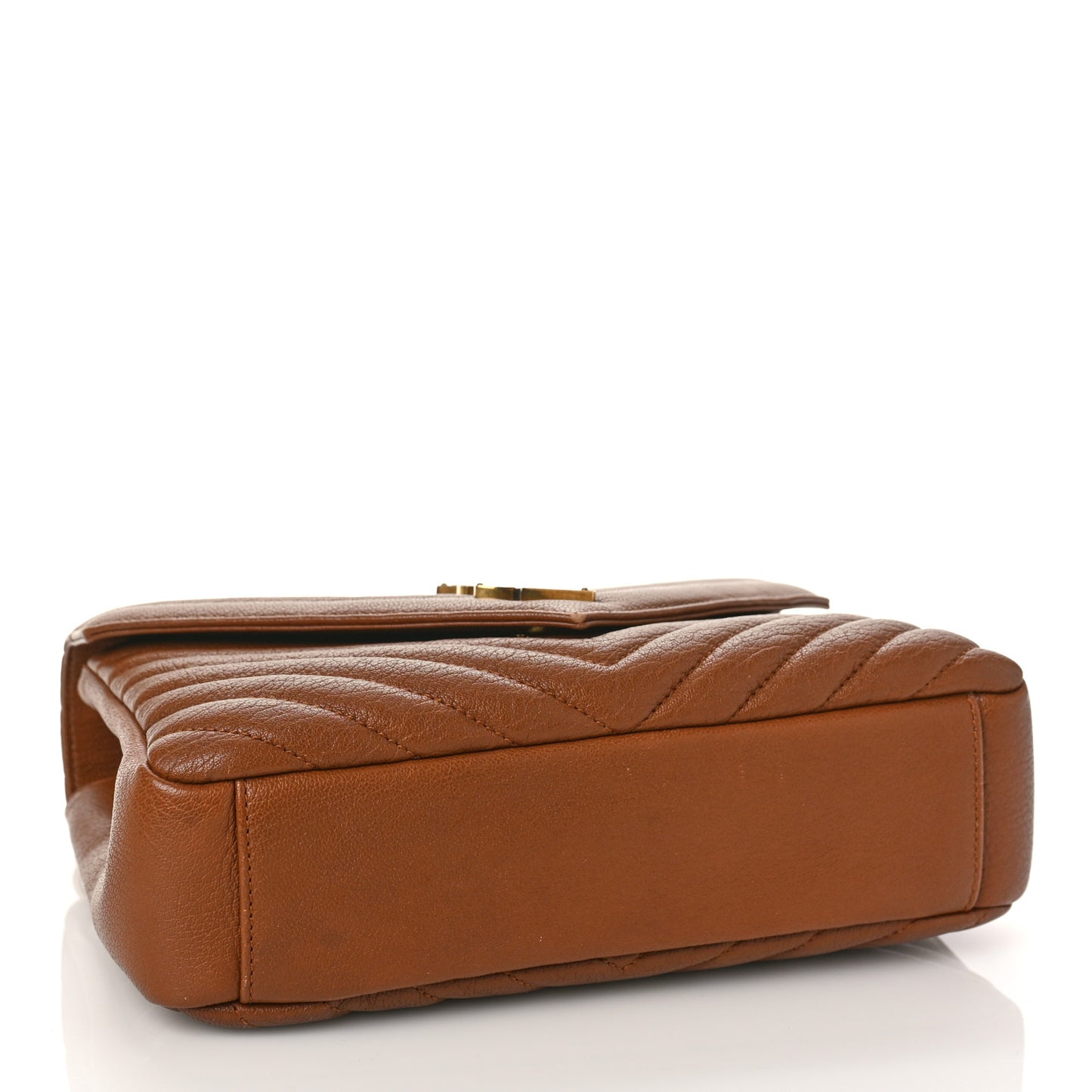 Calfskin Matelasse Chevron Monogram Medium College Bag Brick