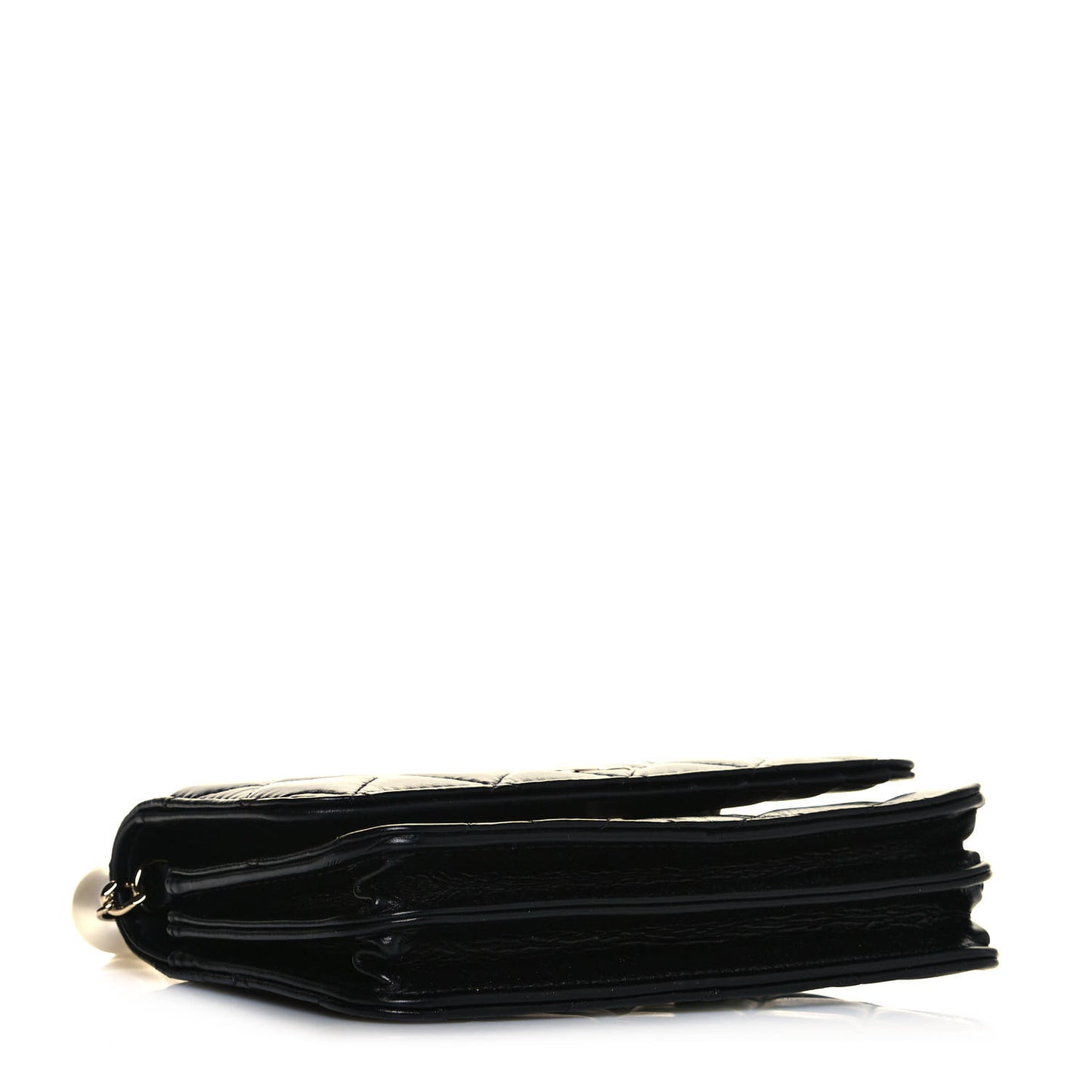 Calfskin Quilted Mini Maxi Pearls Wallet On Chain WOC Black