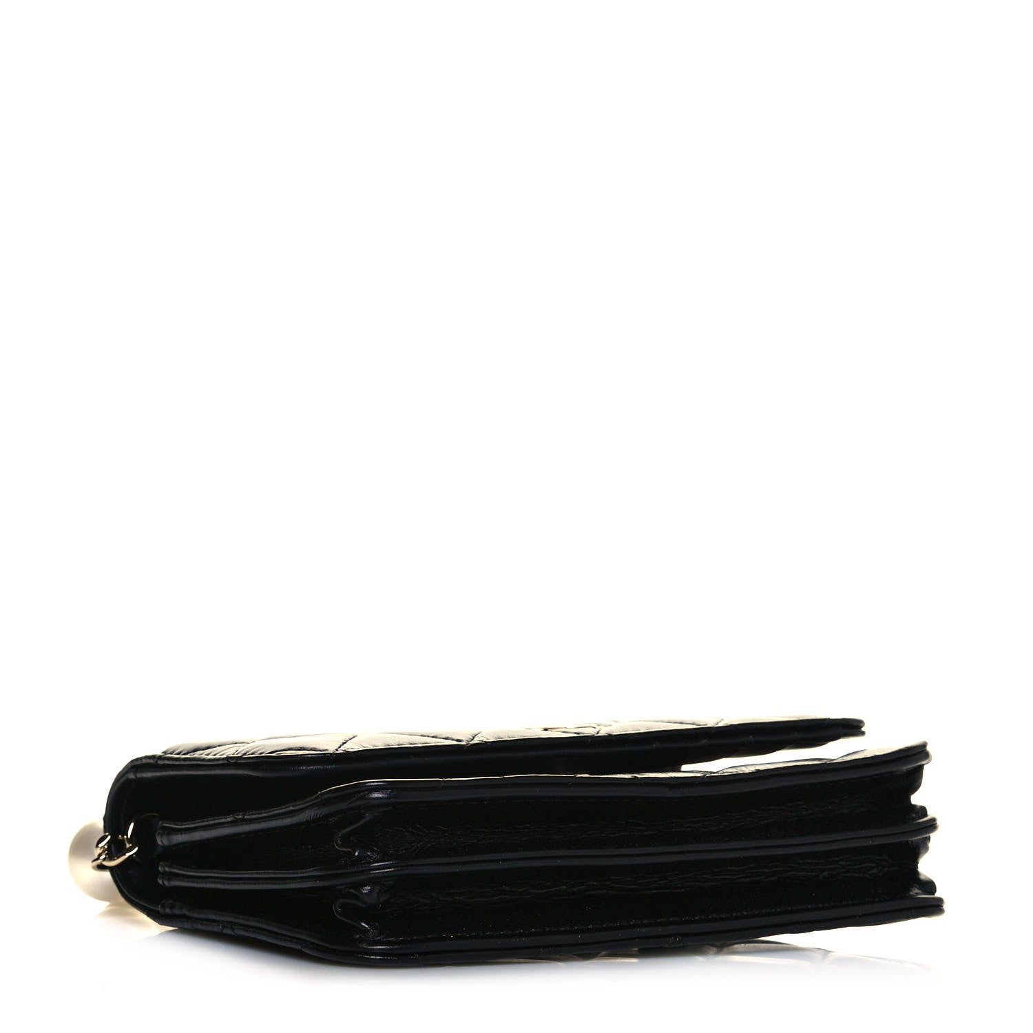 Chanel Calfskin Quilted Mini Maxi Pearls Wallet On Chain WOC Black 4 of 15