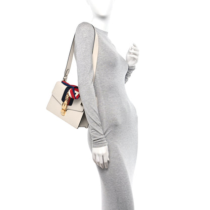 Gucci Calfskin Web Medium Sylvie Top Handle Bag White 2 of 10