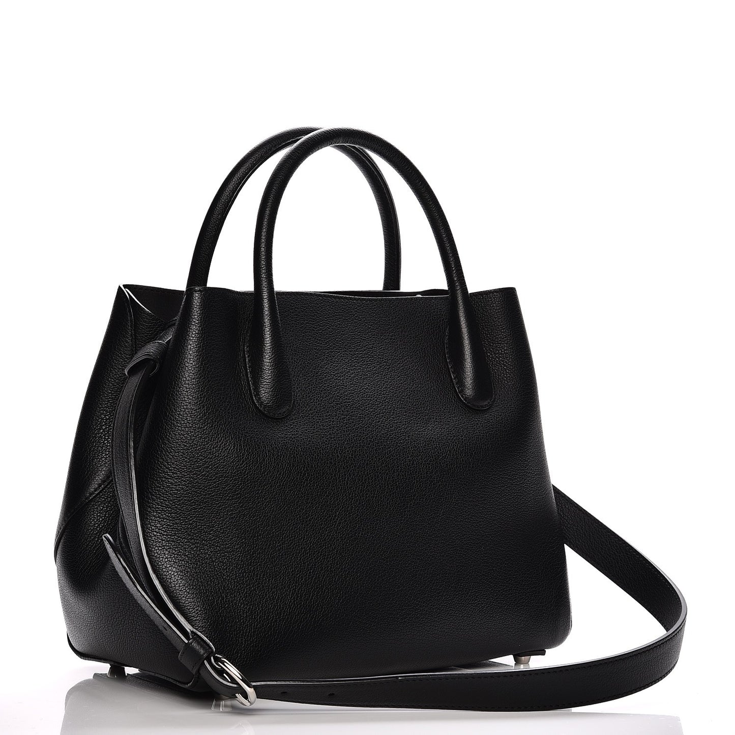 Supple Grained Calfskin Medium Open Bar Tote Black