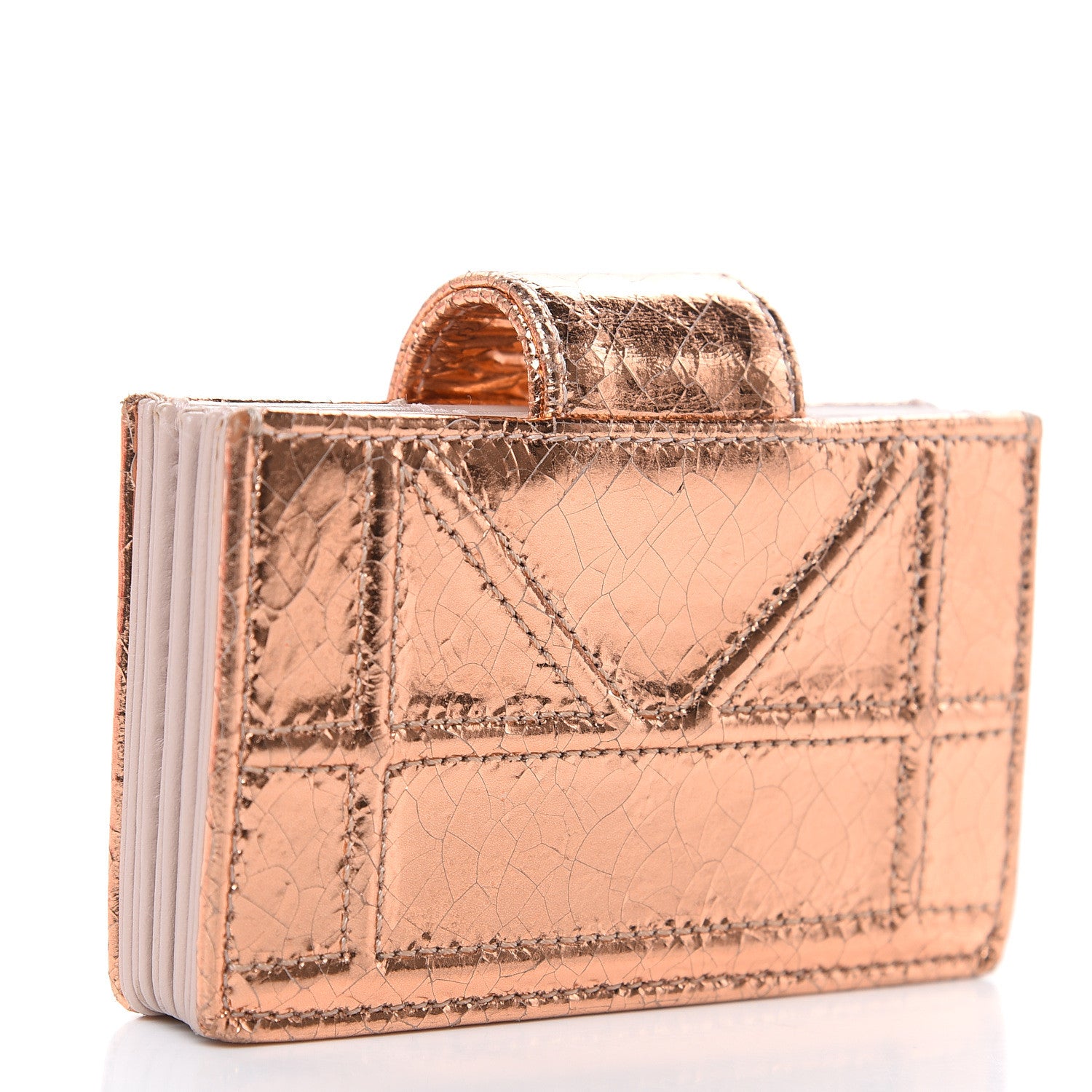 Christian Dior Ceramic Effect Deerskin Diorama Gussetted Card Holder Gold 3 of 10