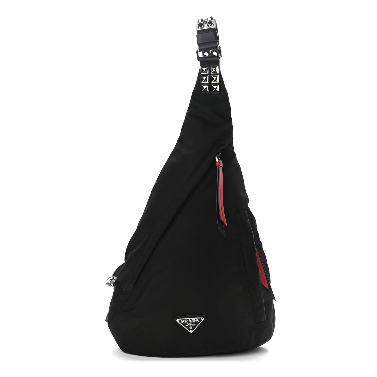 Nylon New Vela Studded Sling Backpack Black Fuoco