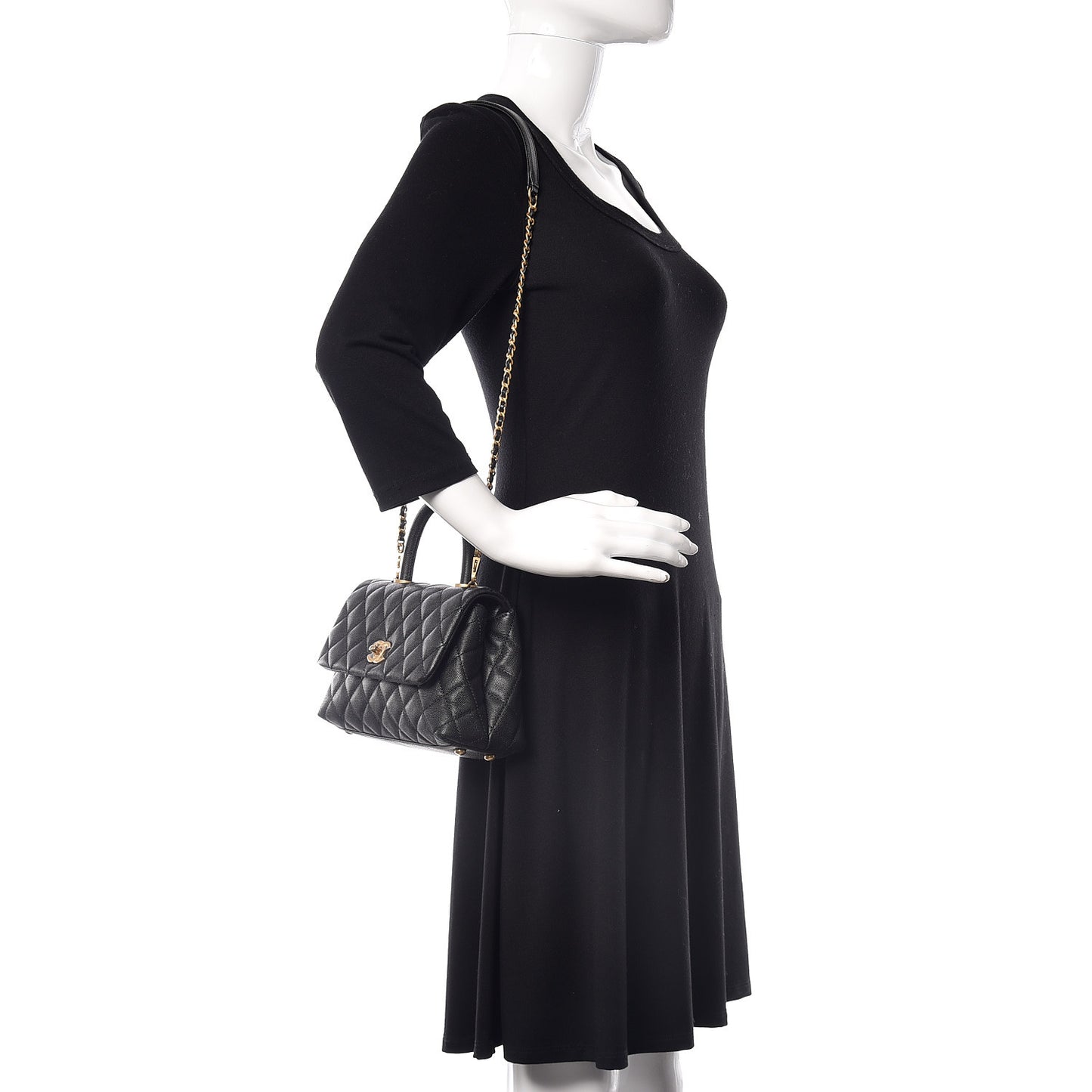 Caviar Quilted Mini Coco Handle Flap Black