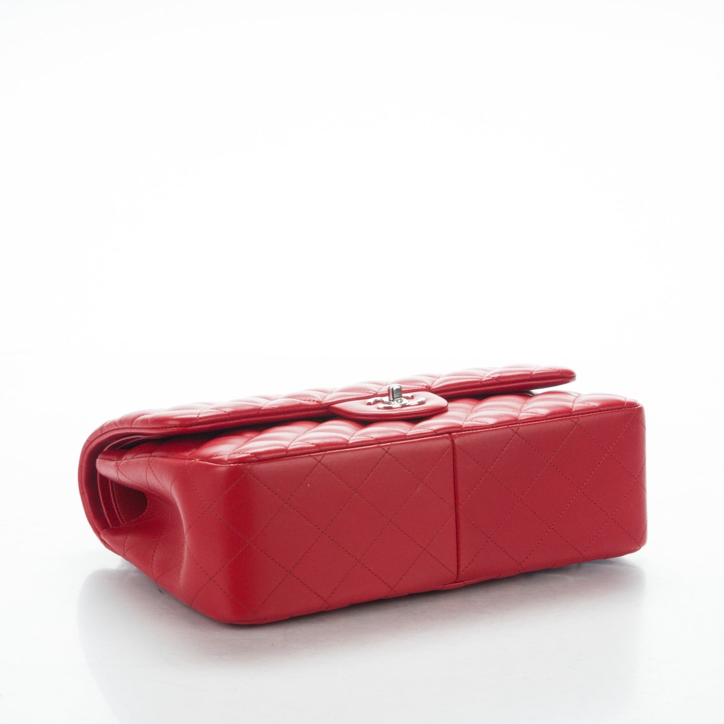 Lambskin Quilted Jumbo Double Flap Red