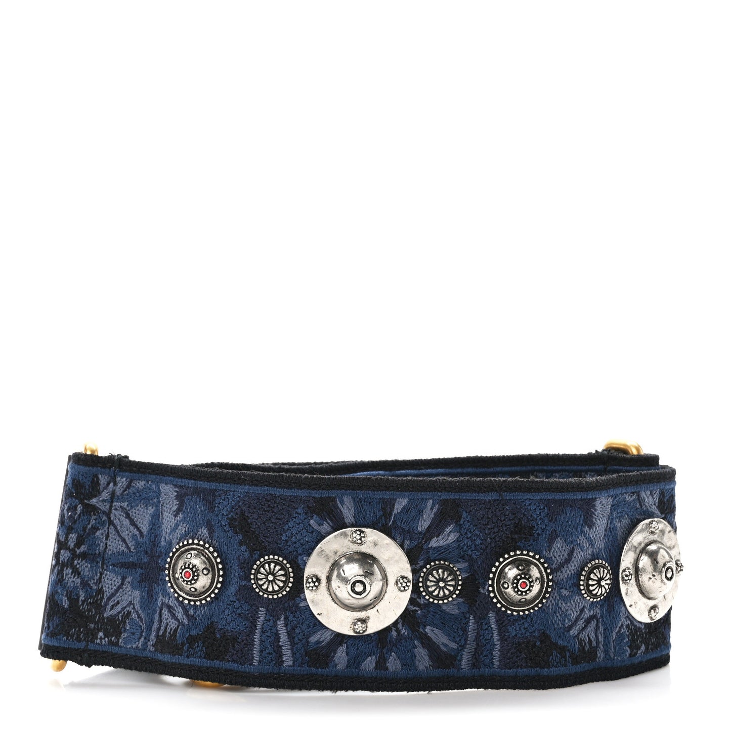 Canvas Embroidered Studded KaleiDiorscopic Adjustable Shoulder Strap Blue