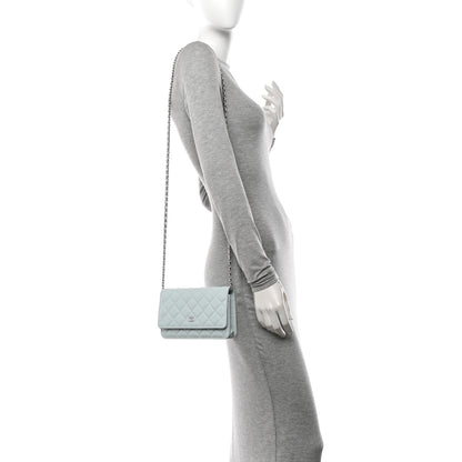 Chanel Caviar Quilted Wallet on Chain WOC Light Blue 2 of 11