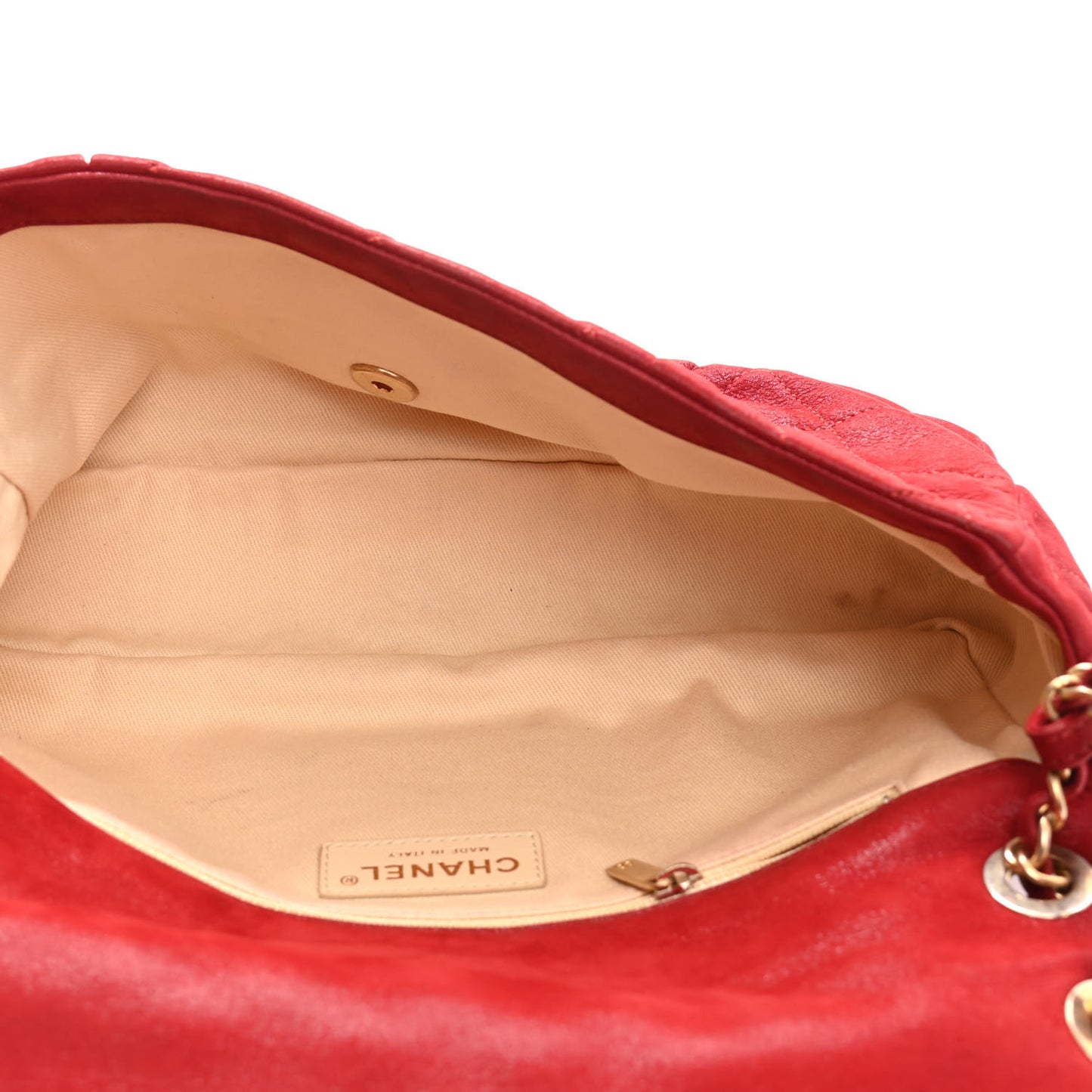 Iridescent Calfskin Large Chic Quilt Flap Red