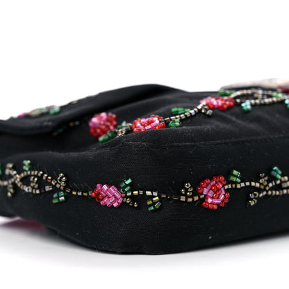 Fendi Satin Lizard Beaded Baguette Black 7 of 12