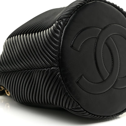 Chanel Lambskin Chevron Drawstring Bag Black 8 of 13