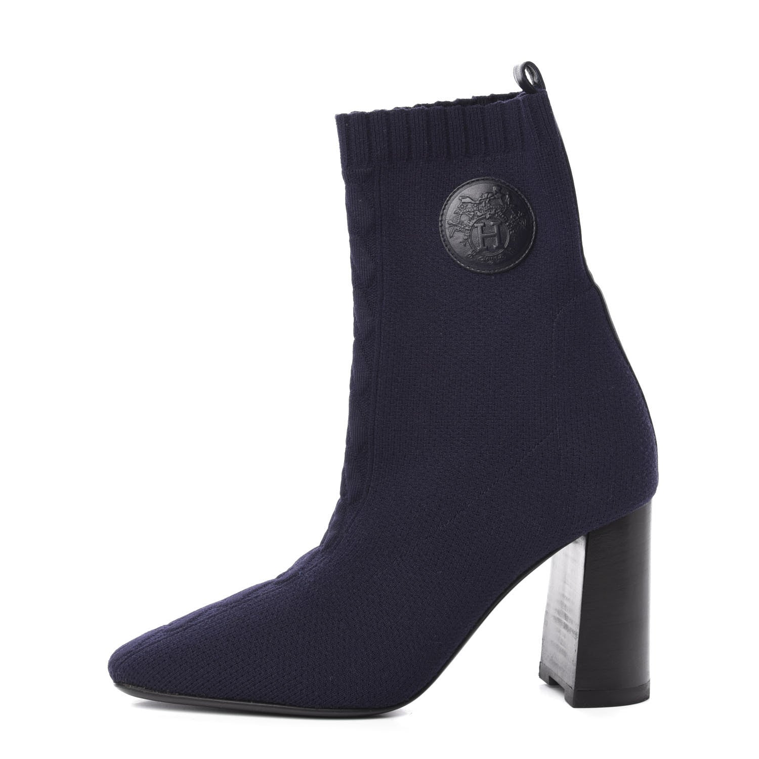 Hermes Knit Calfskin Volver Ankle Boots 37 Bleu Diplomatique 1 of 8