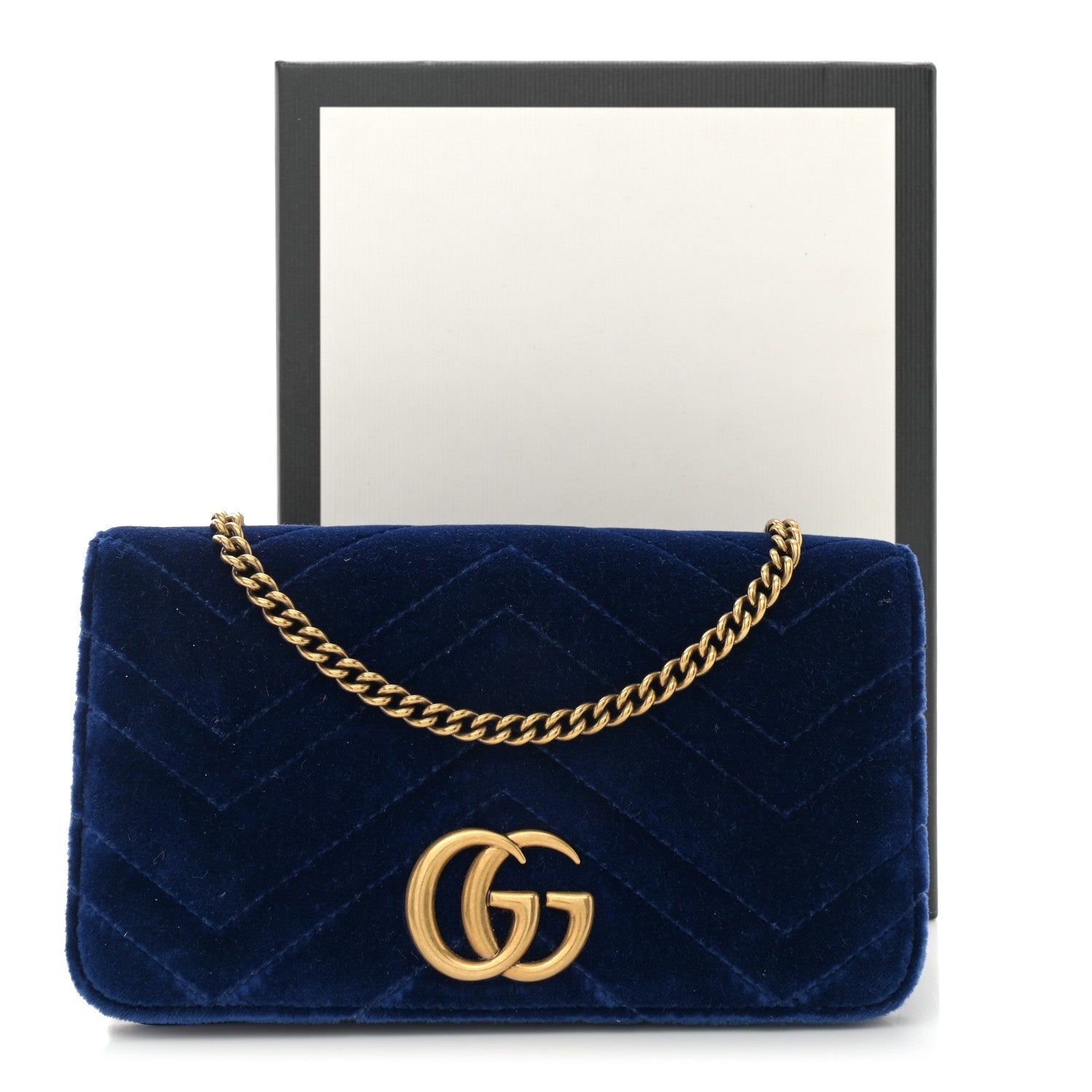 Gucci Velvet Matelasse GG Marmont Mini Bag Cobalt Blue 11 of 11
