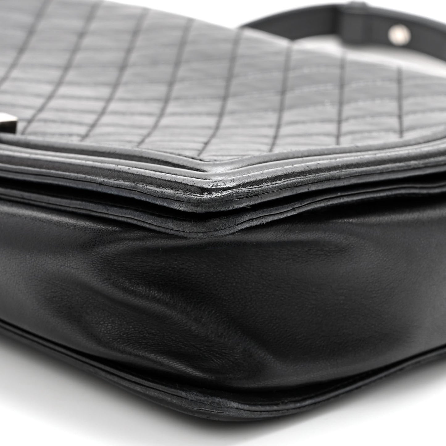 Lambskin Quilted Large Boy Flap Black