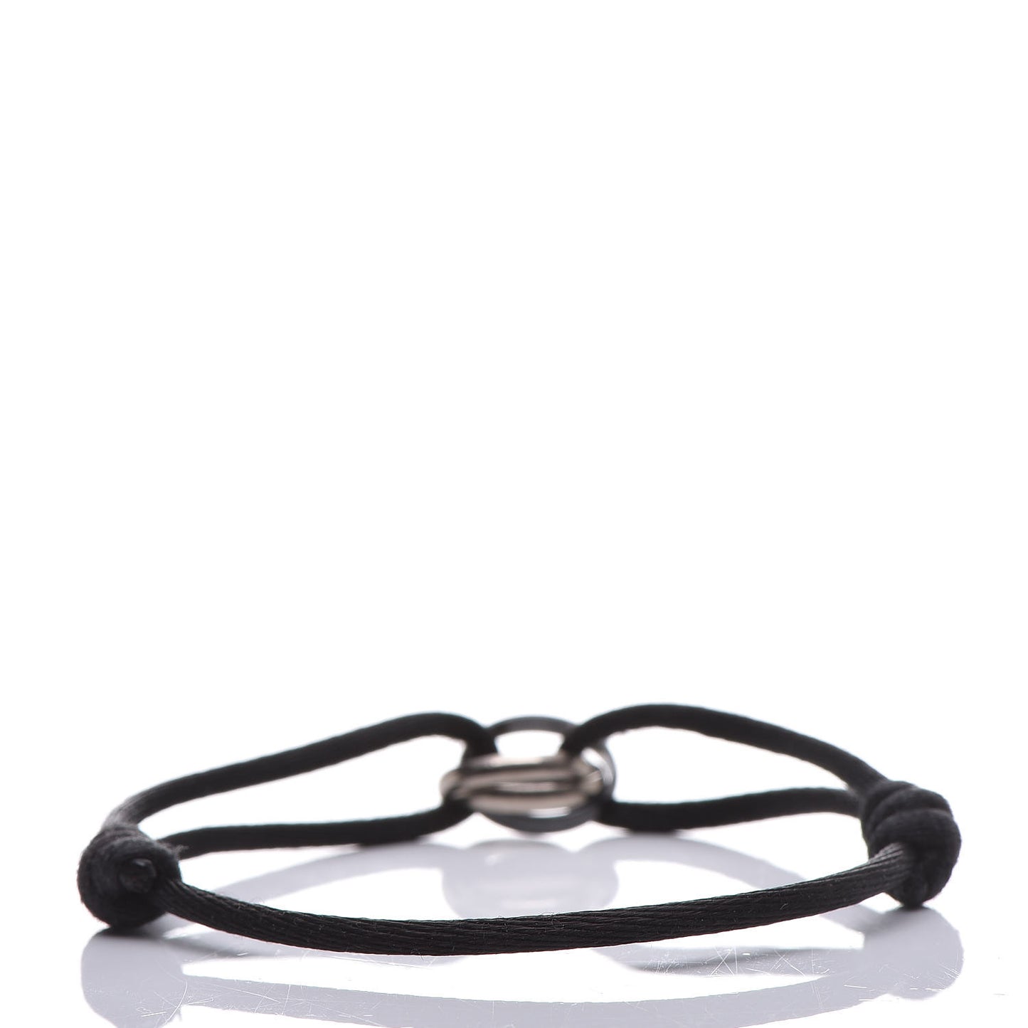 18K White Gold Ceramic Trinity Cord Bracelet Black