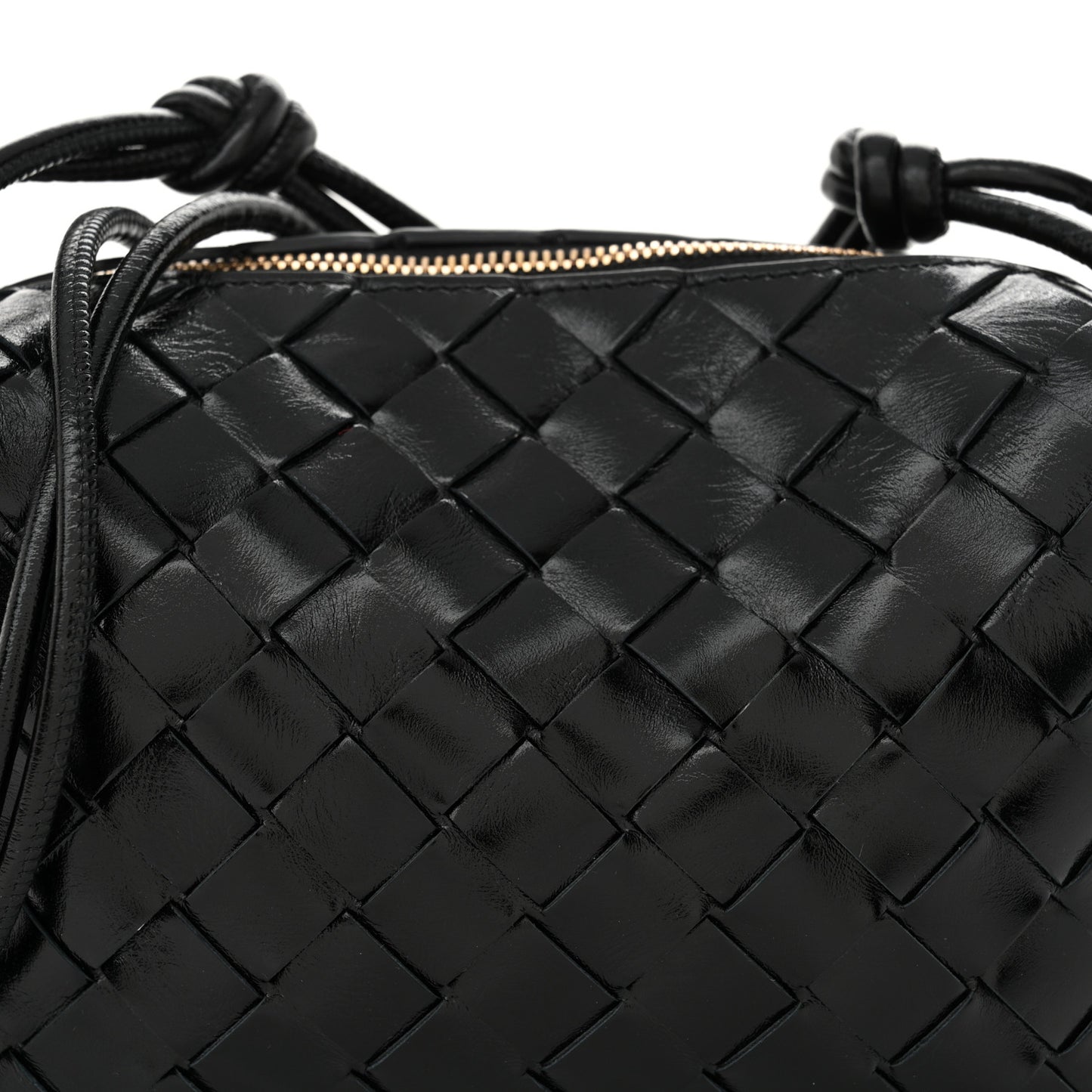 Nappa Intrecciato Metallic Knot Mini Loop Camera Bag Black