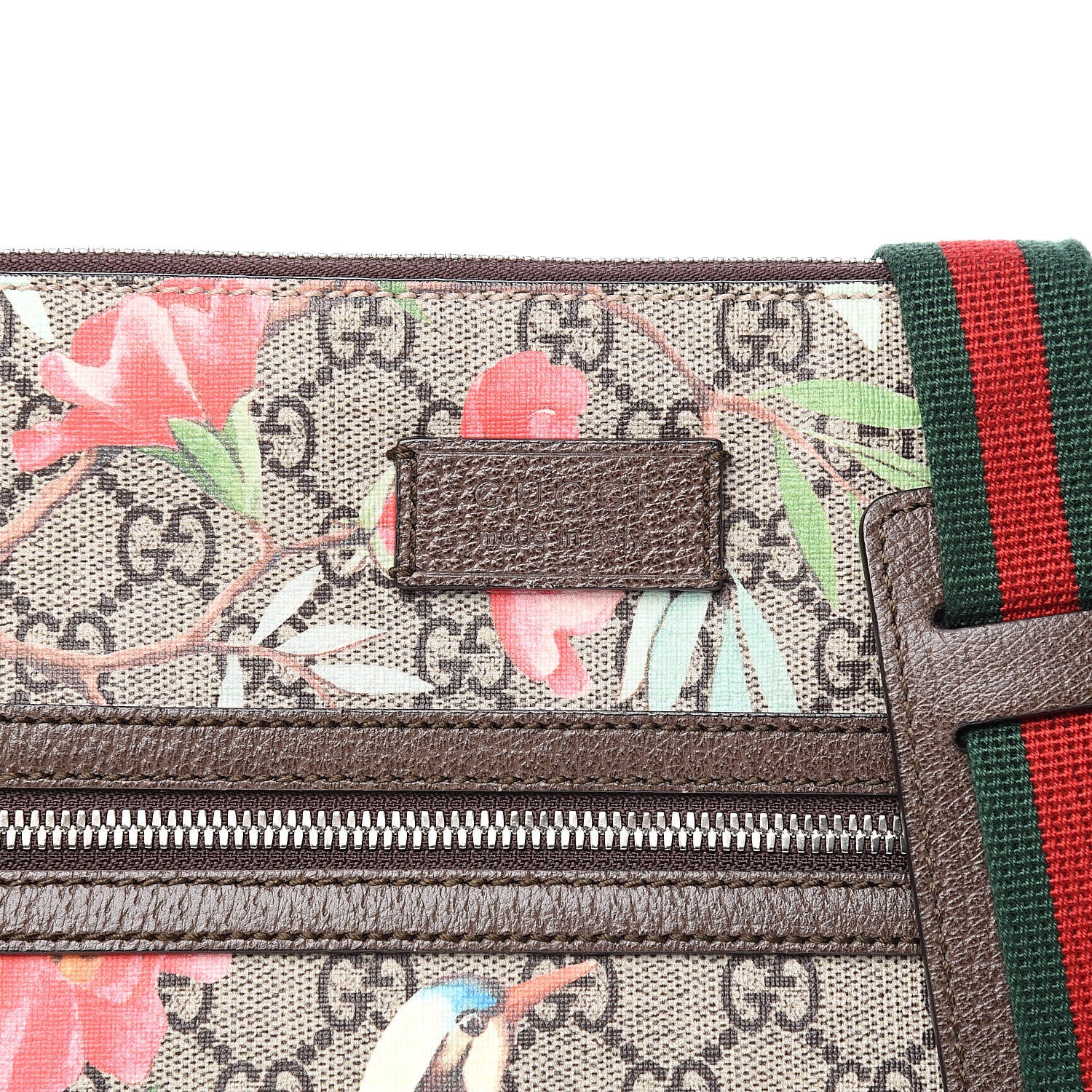 Gucci GG Supreme Monogram Tian Web Medium Flat Messenger Beige Multicolor New Acero 10 of 10