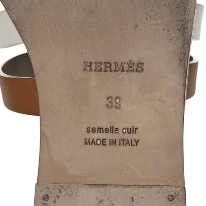 Hermes Calfskin Amore Sandals 39 White Naturel 7 of 11