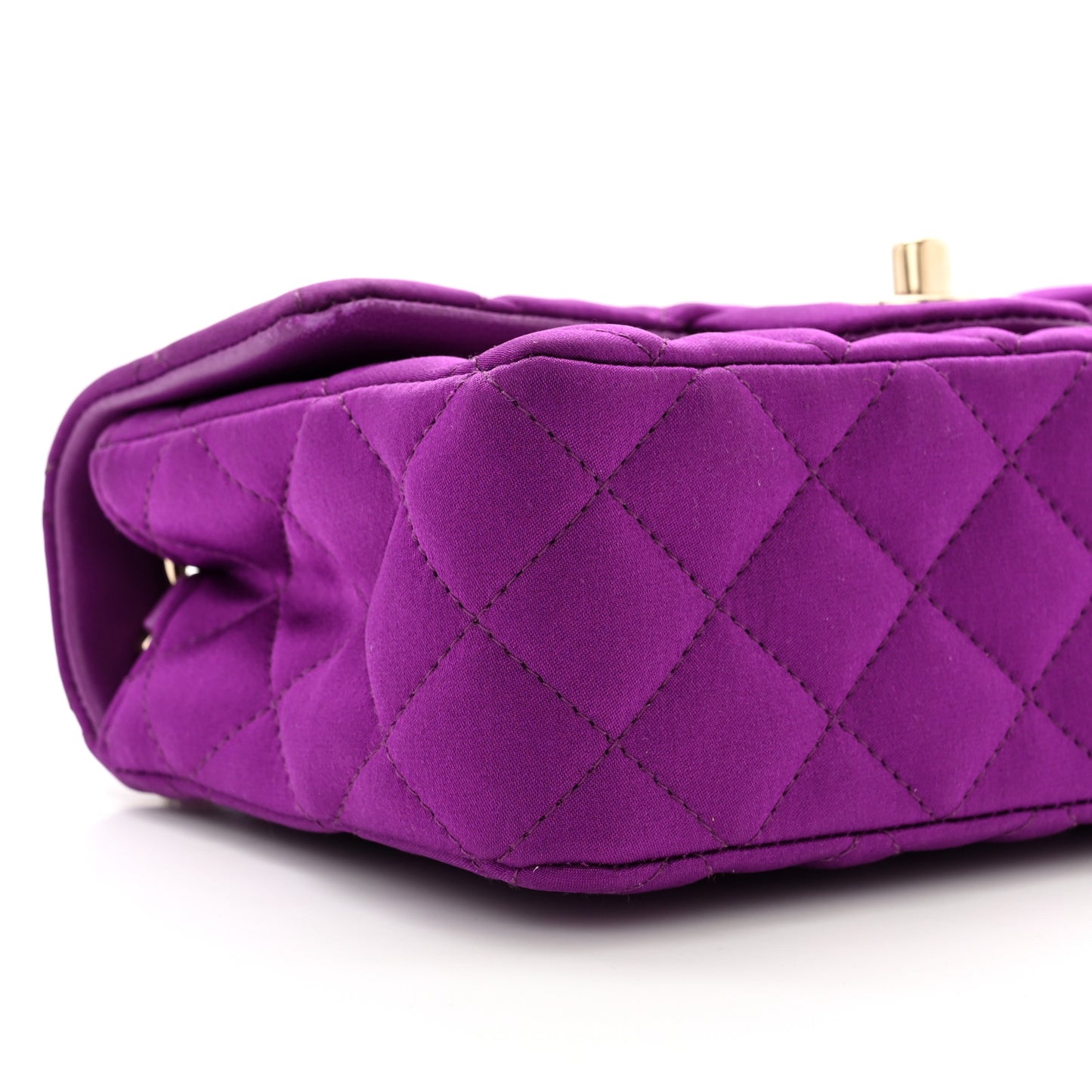 Satin Quilted Mini Rectangular Flap Purple