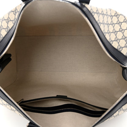 Gucci GG Supreme Monogram Textured Calfskin Web Large Ophidia Duffle Bag Beige Blue 4 of 9