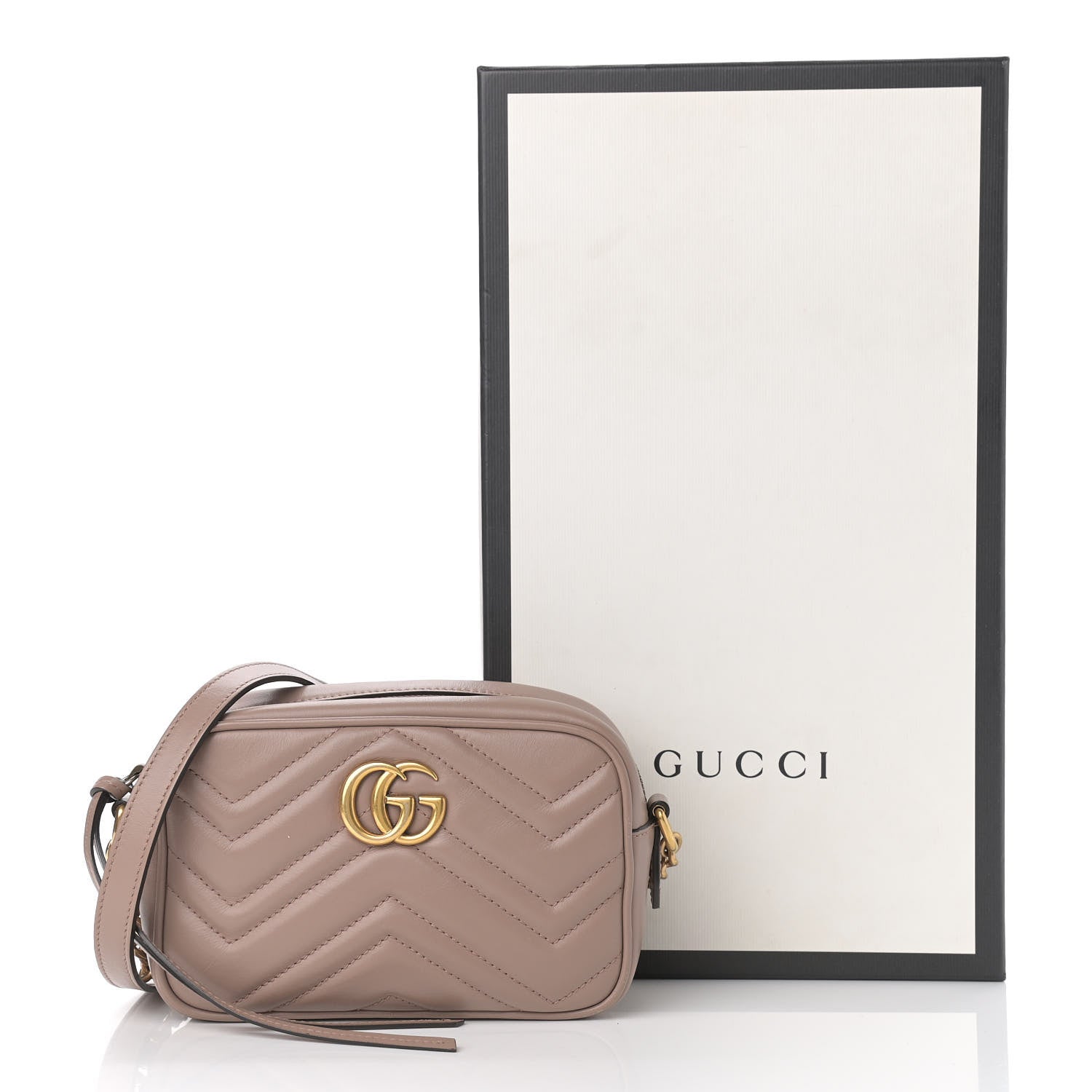Gucci Calfskin Matelasse Mini GG Marmont Chain Shoulder Bag Porcelain Rose 13 of 13