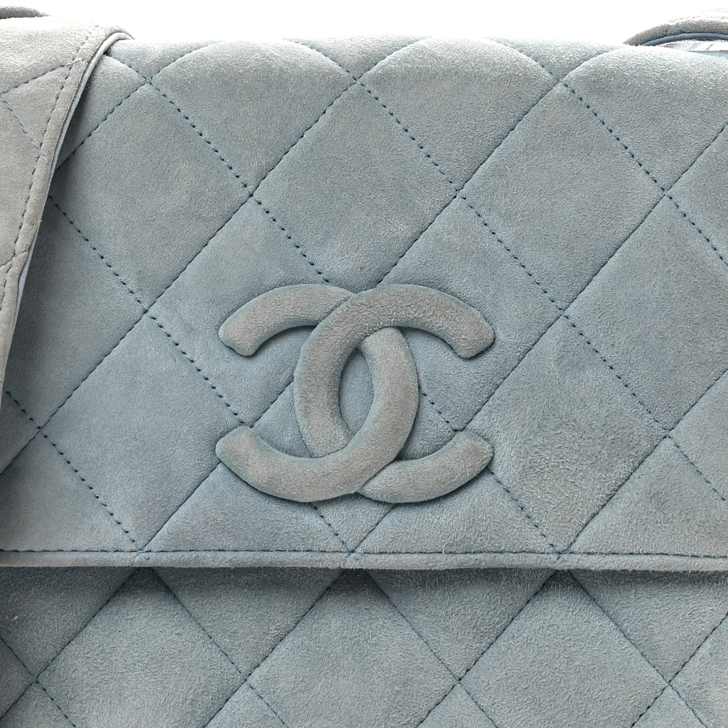 Chanel Suede Small Messenger Flap Light Blue 10 of 12
