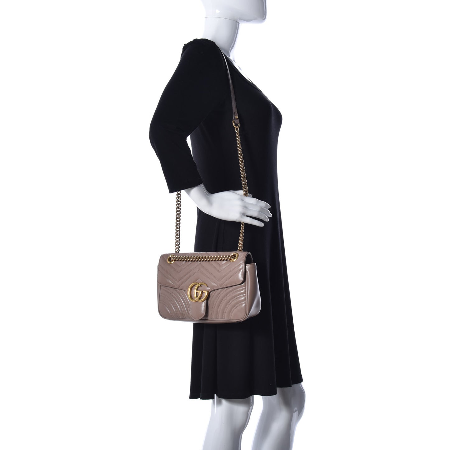 Calfskin Matelasse Small GG Marmont Shoulder Bag Porcelain Rose