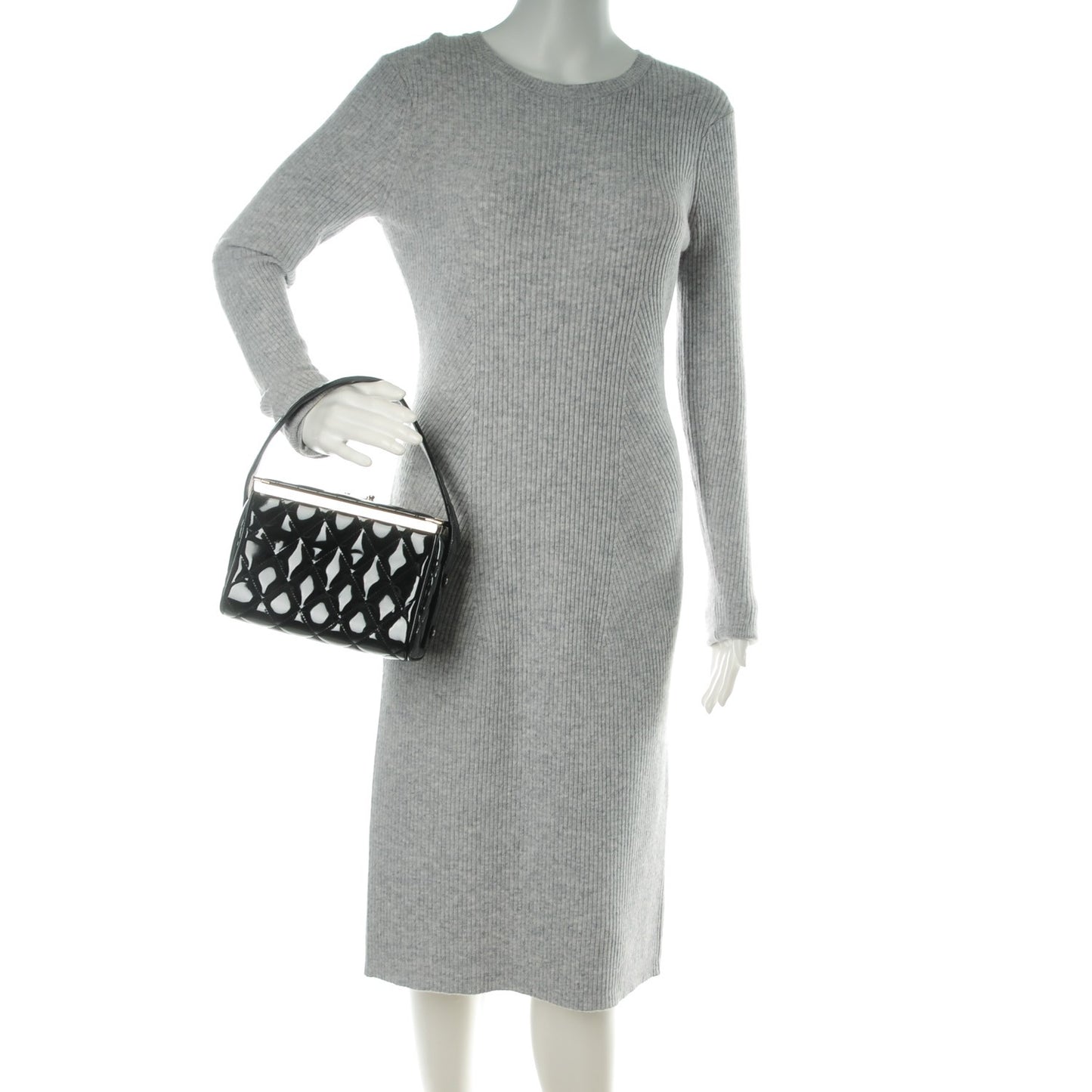 Patent Quilted Vanity Clutch Black