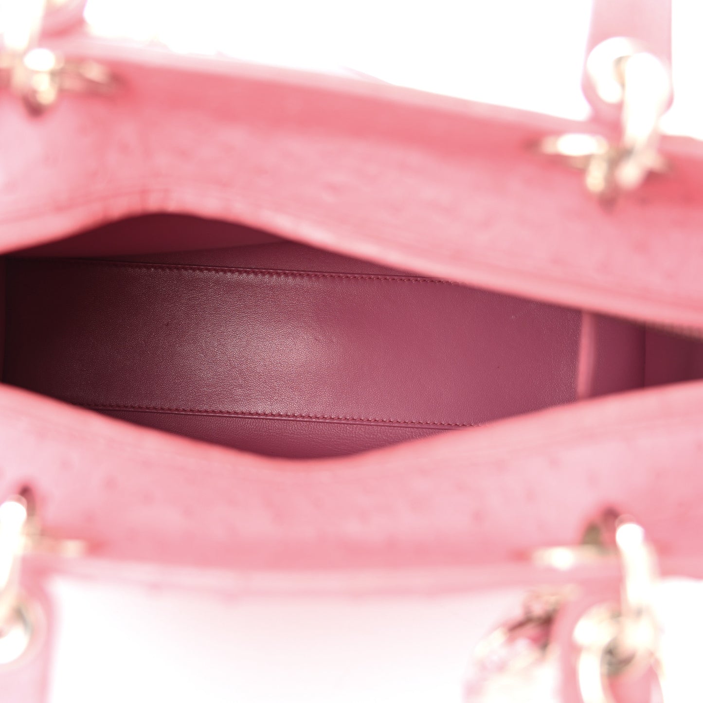 Ostrich Large Lady Dior Pink