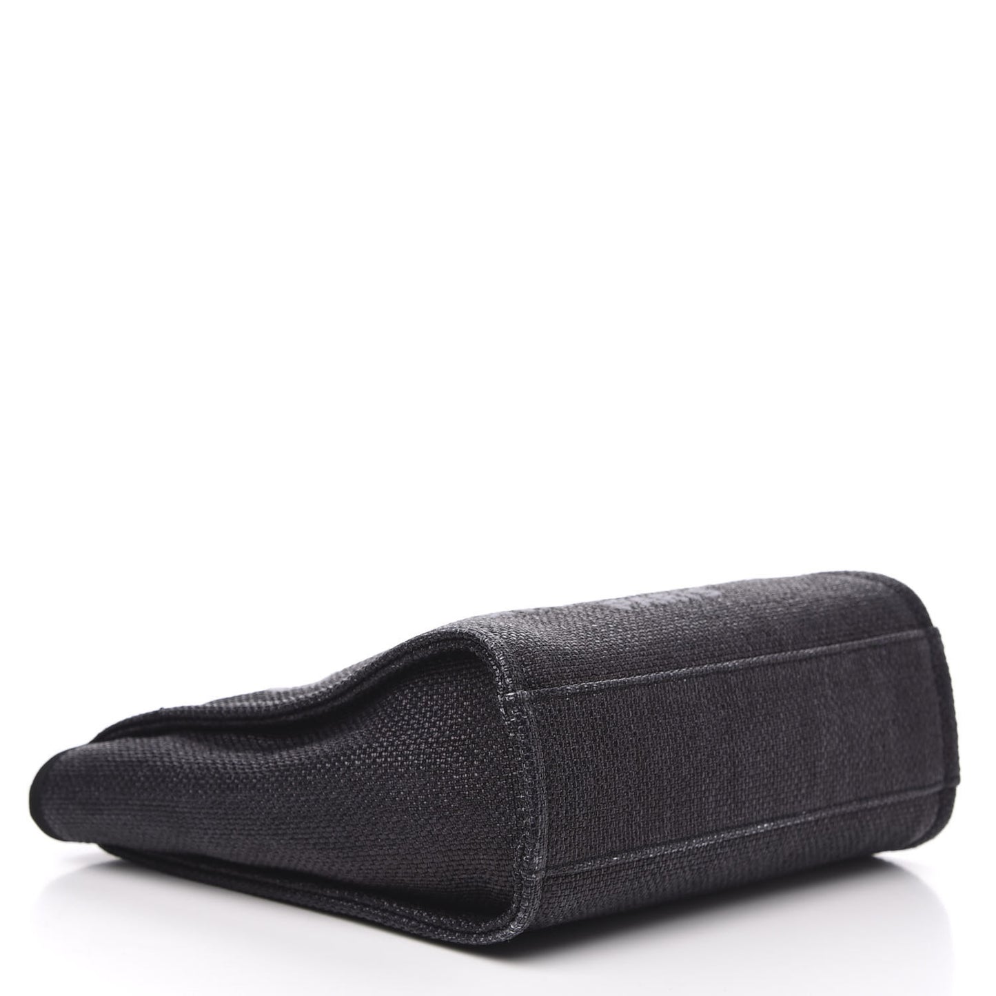 Woven Straw Raffia Mini Deauville Tote Black